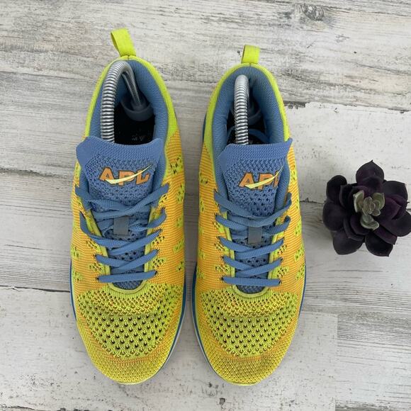 APL Techloom Pro Neon Yellow Lace Up Sneakers Athletic Running Size 8 - Picture 3 of 7